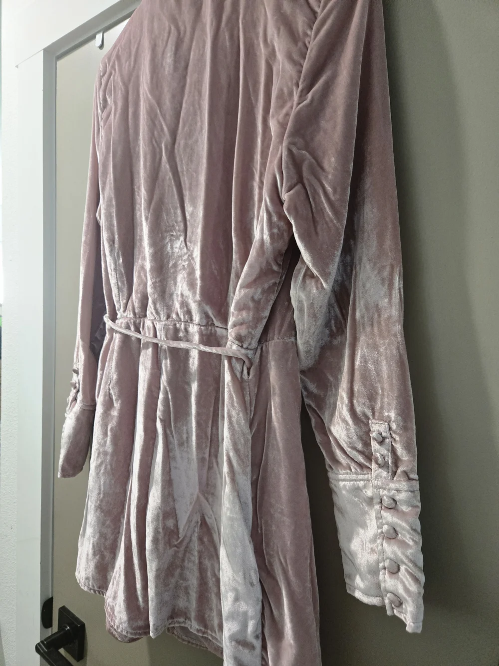 Free People Viola Velvet Wrap Romper Blush Pink Long Sleeve Size M NWOT